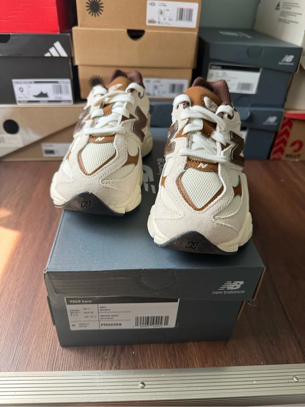 New Balance Kids Cream & Brown Lace-Up Sneakers
